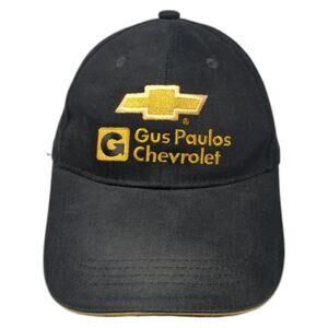 Gus Paulos Chevrolet Strapback Hat Solid Black One Size Embroidered